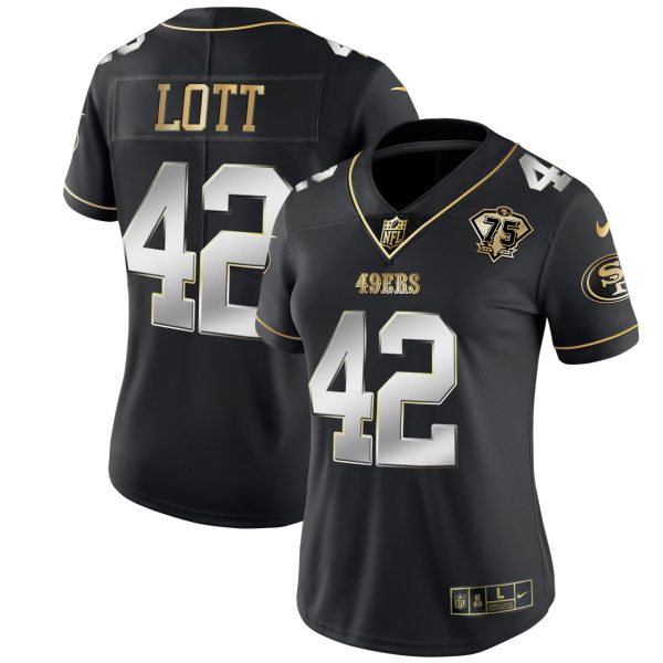 Women's 49ers 75th Anniversary Patch White Gold & Black Gold - All Stitched - Image 9