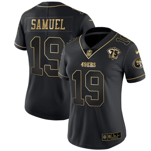 Women's 49ers 75th Anniversary Patch White Gold & Black Gold - All Stitched - Image 11