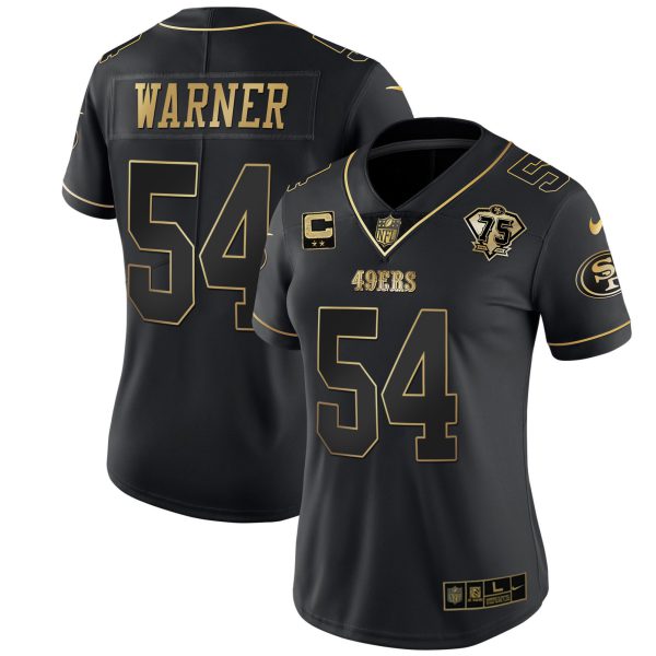 Women's 49ers 75th Anniversary Patch White Gold & Black Gold - All Stitched - Image 13