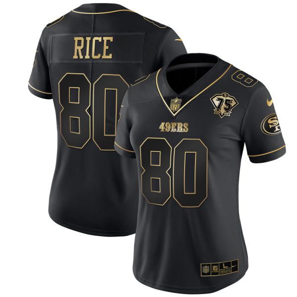 Women's 49ers 75th Anniversary Patch White Gold & Black Gold - All Stitched - Image 14