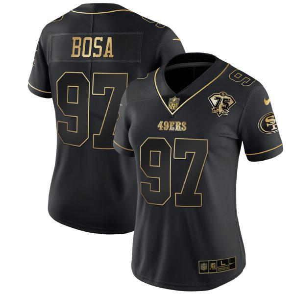 Women's 49ers 75th Anniversary Patch White Gold & Black Gold - All Stitched - Image 15