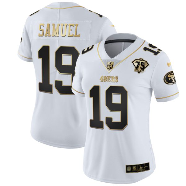 Women's 49ers 75th Anniversary Patch White Gold & Black Gold - All Stitched - Image 20