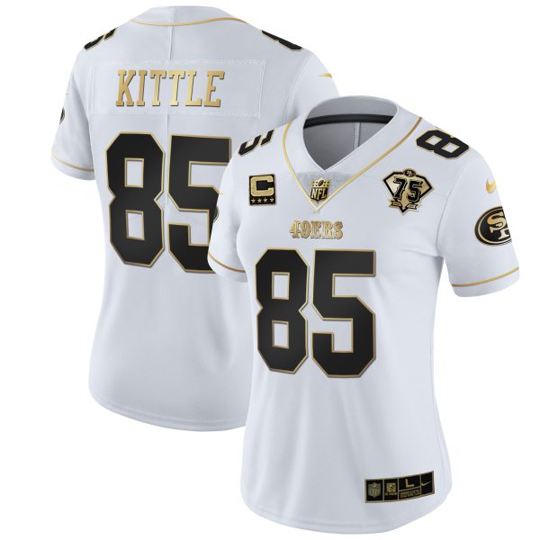 Women's 49ers 75th Anniversary Patch White Gold & Black Gold - All Stitched - Image 21