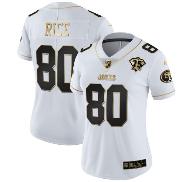 Women's 49ers 75th Anniversary Patch White Gold & Black Gold - All Stitched - Image 23