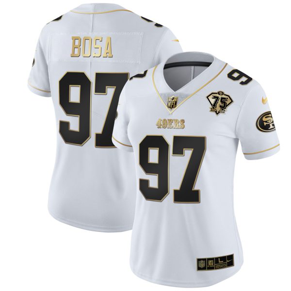 Women's 49ers 75th Anniversary Patch White Gold & Black Gold - All Stitched - Image 24