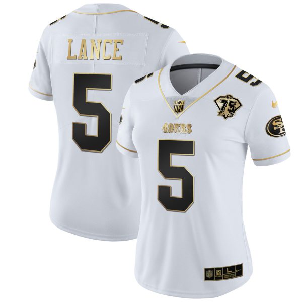 Women's 49ers 75th Anniversary Patch White Gold & Black Gold - All Stitched - Image 25
