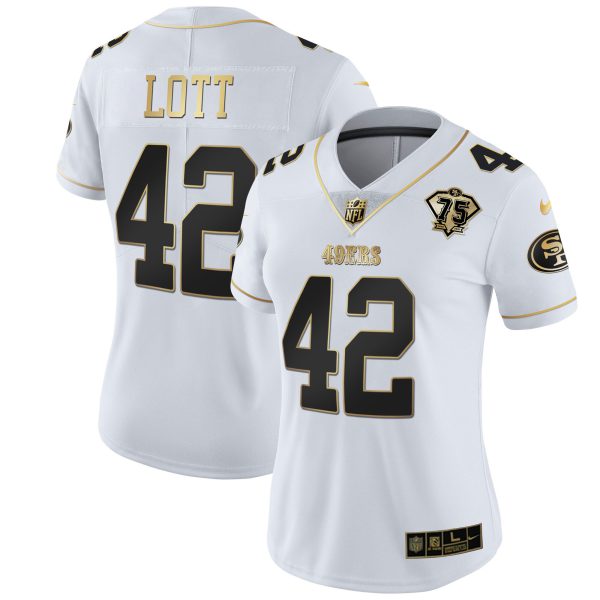 Women's 49ers 75th Anniversary Patch White Gold & Black Gold - All Stitched - Image 27