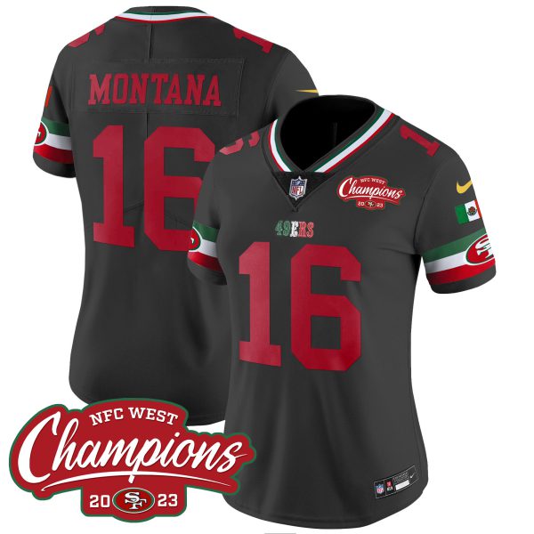 Women's 49ers Mexico 2023 NFC West Champions Patch Vapor Jersey - All Stitched - Image 28