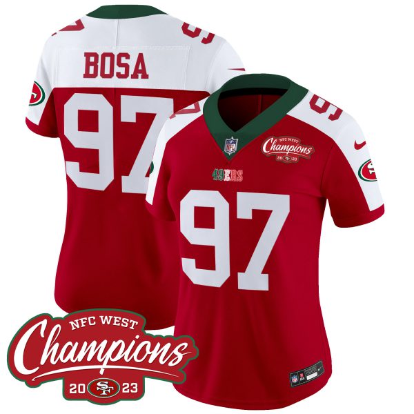 Women's 49ers Mexico 2023 NFC West Champions Patch Vapor Jersey - All Stitched - Image 47