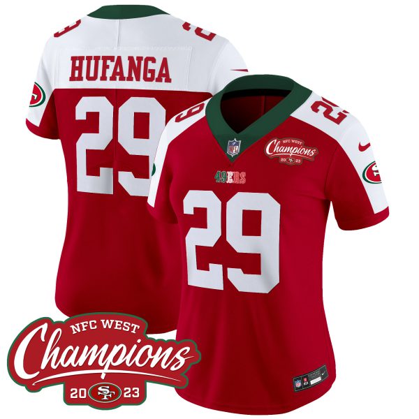 Women's 49ers Mexico 2023 NFC West Champions Patch Vapor Jersey - All Stitched - Image 50