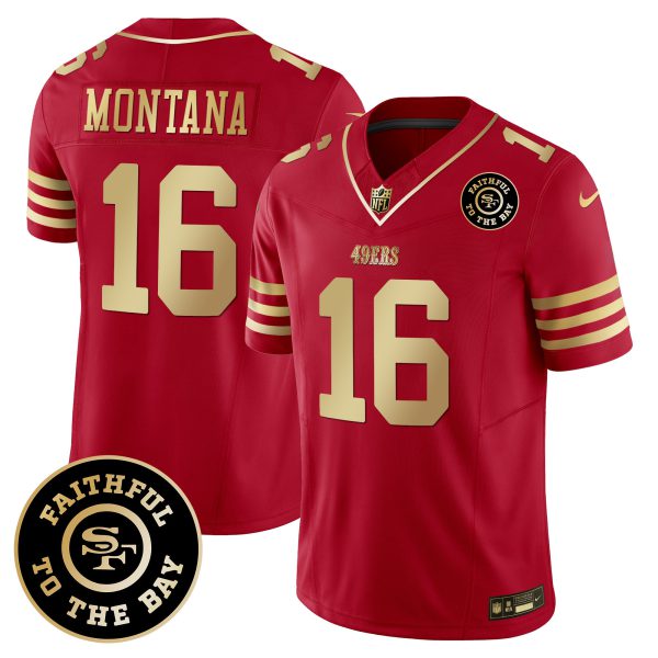 49ers Faithful To The Bay Patch Scarlet Gold Vapor Limited Jersey - All Stitched - Image 8