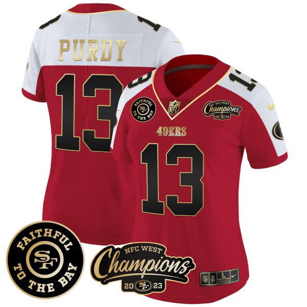 Women's 49ers Faithful & 2023 NFC West Champions Patch Vapor Jersey - All Stitched - Image 43