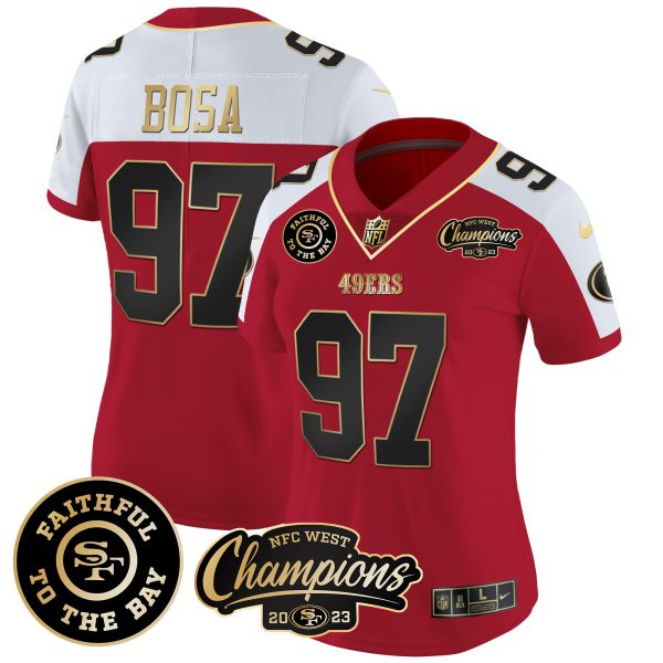 Women's 49ers Faithful & 2023 NFC West Champions Patch Vapor Jersey - All Stitched - Image 47