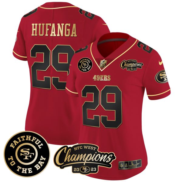 Women's 49ers Faithful & 2023 NFC West Champions Patch Vapor Jersey - All Stitched - Image 30