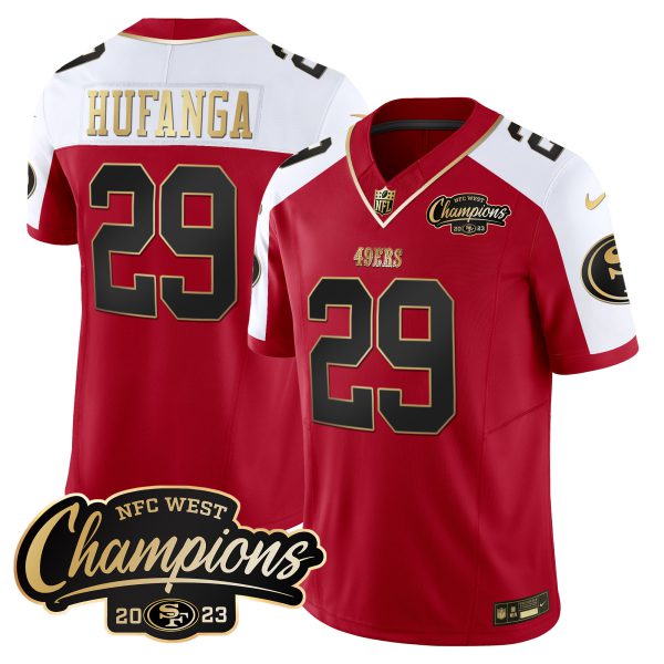 Men's 49ers 2023 NFC West Champions Patch Vapor Jersey - All Stitched - Image 40