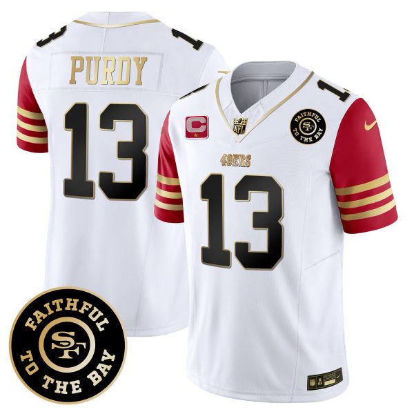 49ers Faithful To The Bay Patch Scarlet Sleeves Vapor Limited Jersey - All Stitched - Image 3