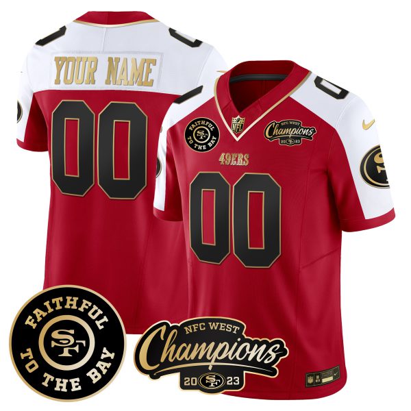 49ers Faithful & 2023 NFC West Champions Patch Vapor Custom Jersey - All Stitched - Image 5