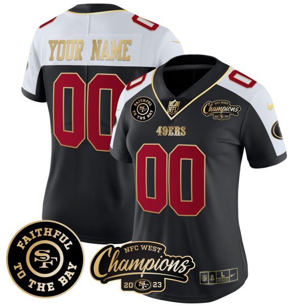 49ers Faithful & 2023 NFC West Champions Patch Vapor Custom Jersey - All Stitched - Image 6
