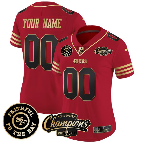 49ers Faithful & 2023 NFC West Champions Patch Vapor Custom Jersey - All Stitched - Image 7