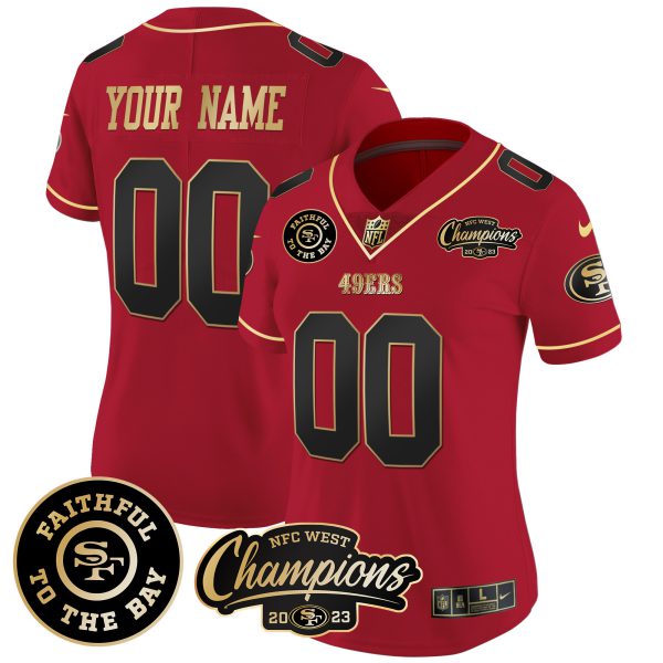 49ers Faithful & 2023 NFC West Champions Patch Vapor Custom Jersey - All Stitched - Image 8