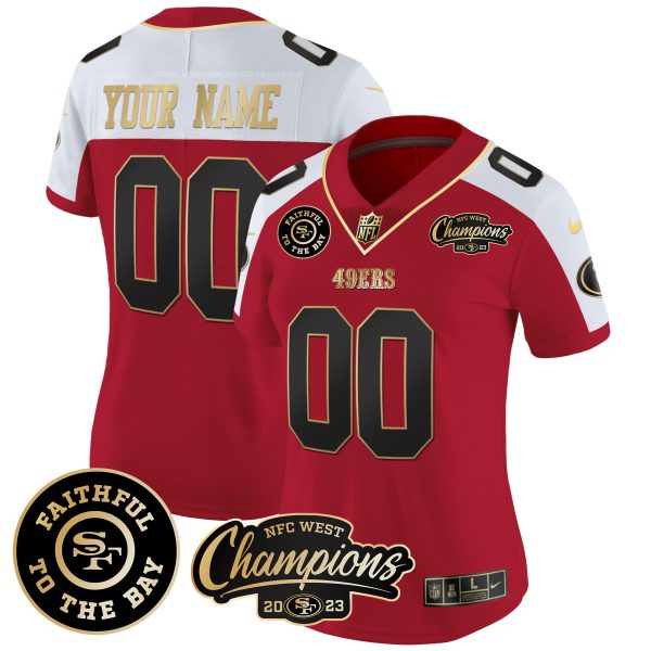 49ers Faithful & 2023 NFC West Champions Patch Vapor Custom Jersey - All Stitched - Image 10