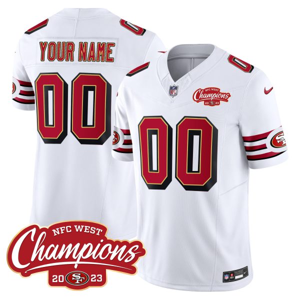 49ers Throwback NFC West Champions Patch Vapor Custom Jersey - All Stitched - Image 2