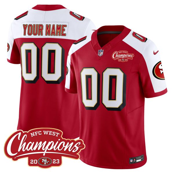 49ers Throwback NFC West Champions Patch Vapor Custom Jersey - All Stitched - Image 4