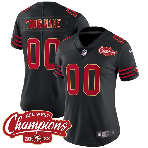49ers Throwback NFC West Champions Patch Vapor Custom Jersey - All Stitched - Image 7