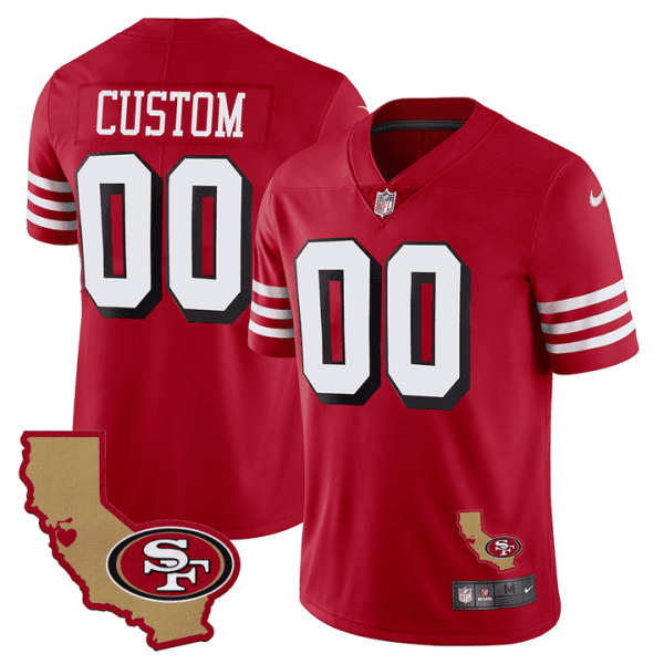 49ers 1994 California State Map Patch Throwback Custom Jersey - All Stitched - Image 2