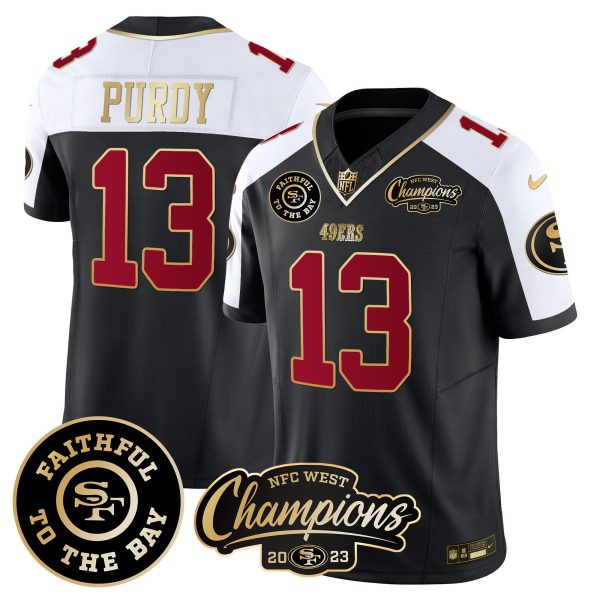 Brock Purdy 49ers Faithful & 2023 NFC West Champions Patch Vapor Jersey - All Stitched - Image 2