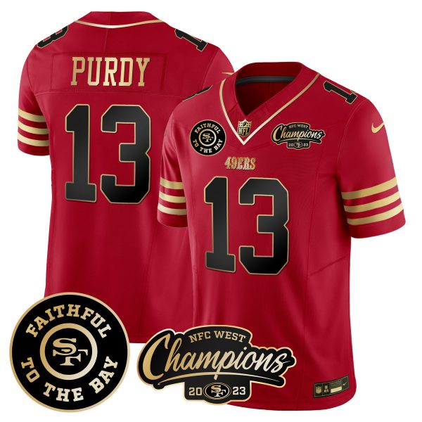Brock Purdy 49ers Faithful & 2023 NFC West Champions Patch Vapor Jersey - All Stitched - Image 3