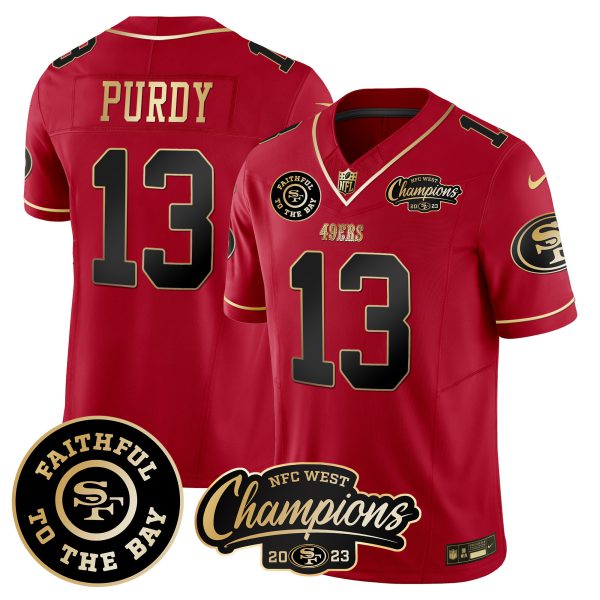Brock Purdy 49ers Faithful & 2023 NFC West Champions Patch Vapor Jersey - All Stitched - Image 4