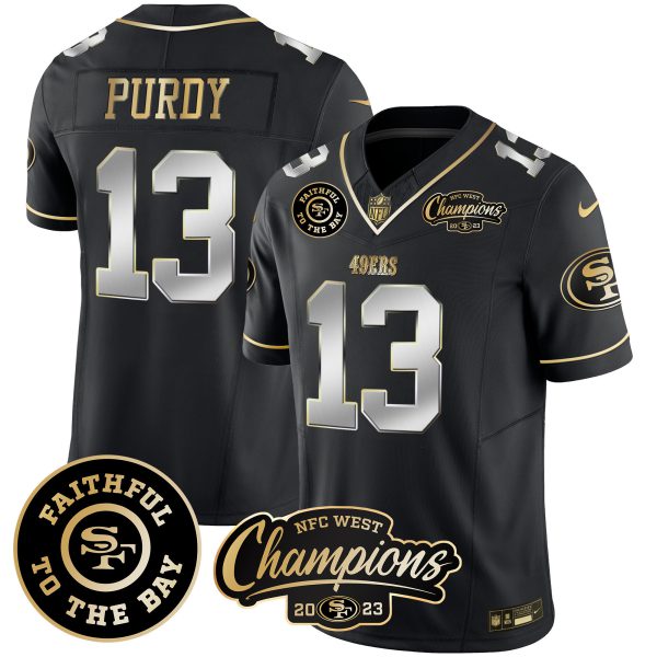 Brock Purdy 49ers Faithful & 2023 NFC West Champions Patch Vapor Jersey - All Stitched - Image 5