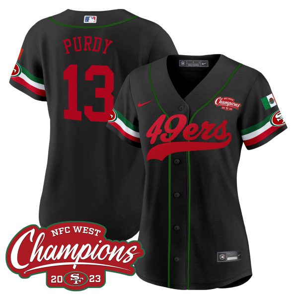 Women's 49ers Mexico 2023 NFC West Champions Baseball Jersey - All Stitched - Image 14