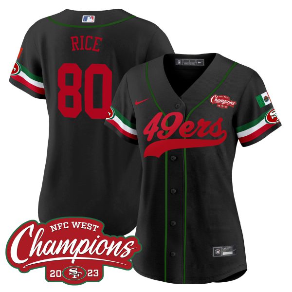 Women's 49ers Mexico 2023 NFC West Champions Baseball Jersey - All Stitched - Image 16