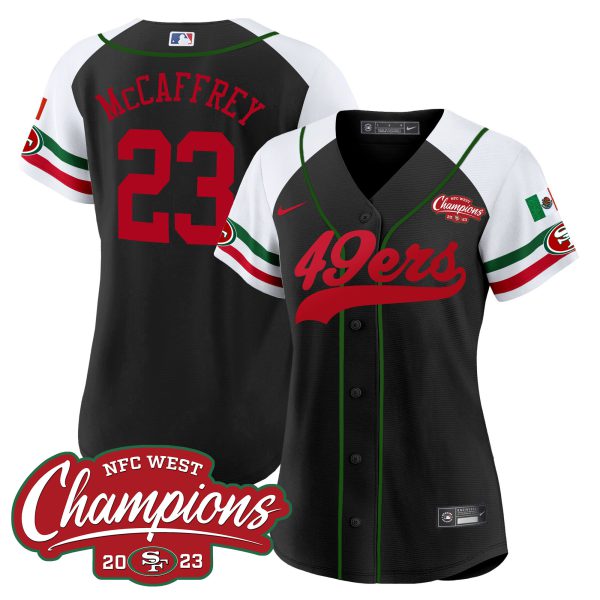 Women's 49ers Mexico 2023 NFC West Champions Baseball Jersey - All Stitched - Image 22
