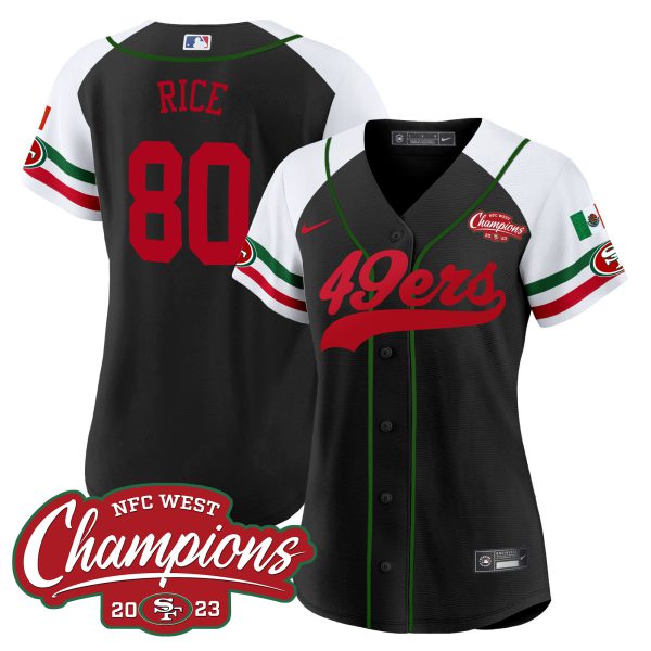 Women's 49ers Mexico 2023 NFC West Champions Baseball Jersey - All Stitched - Image 26