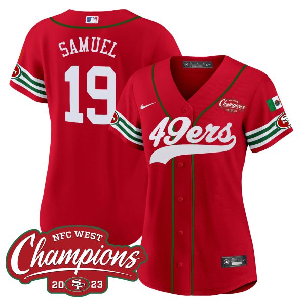 Women's 49ers Mexico 2023 NFC West Champions Baseball Jersey - All Stitched - Image 33
