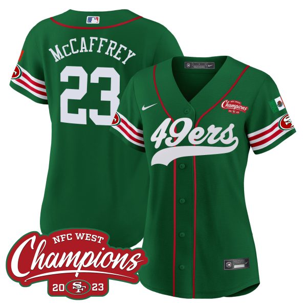 Women's 49ers Mexico 2023 NFC West Champions Baseball Jersey - All Stitched - Image 42