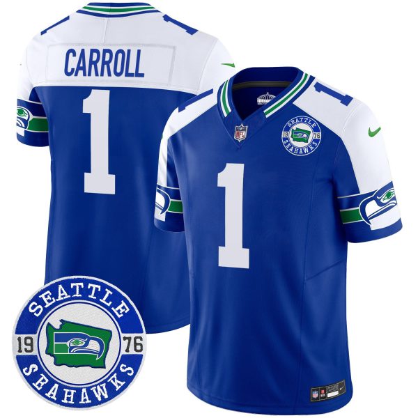 Men's Seahawks Throwback Est. 1976 Patch Vapor Limited Jersey - All Stitched - Image 10