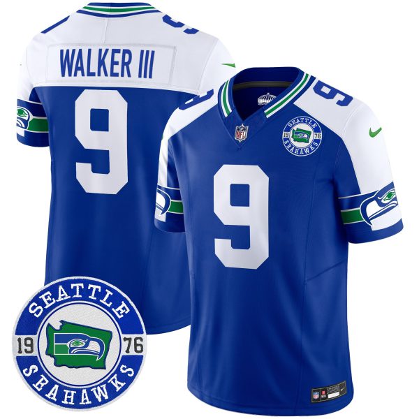 Men's Seahawks Throwback Est. 1976 Patch Vapor Limited Jersey - All Stitched - Image 15