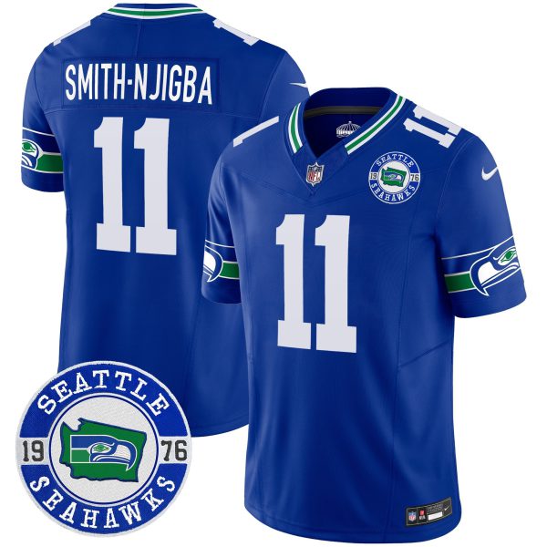Men's Seahawks Throwback Est. 1976 Patch Vapor Limited Jersey - All Stitched - Image 20