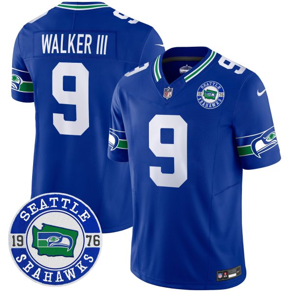 Men's Seahawks Throwback Est. 1976 Patch Vapor Limited Jersey - All Stitched - Image 24