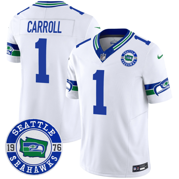 Men's Seahawks Throwback Est. 1976 Patch Vapor Limited Jersey - All Stitched - Image 28