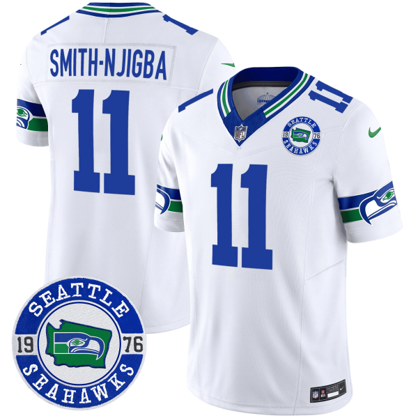 Men's Seahawks Throwback Est. 1976 Patch Vapor Limited Jersey - All Stitched - Image 29