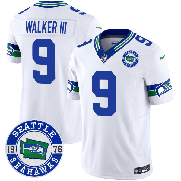 Men's Seahawks Throwback Est. 1976 Patch Vapor Limited Jersey - All Stitched - Image 33