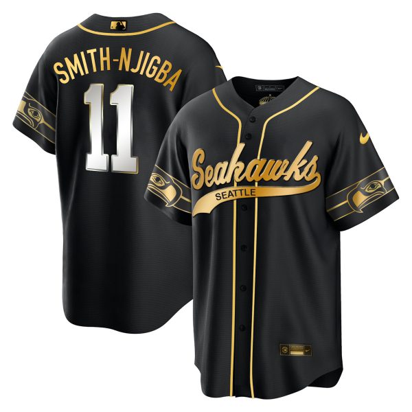 Men's Seahawks Throwback & Gold Cool Base Jersey - All Stitched - Image 17