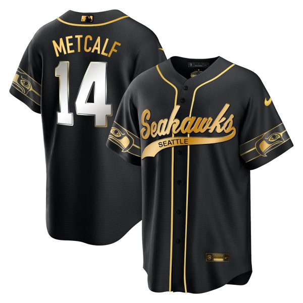 Men's Seahawks Throwback & Gold Cool Base Jersey - All Stitched - Image 20