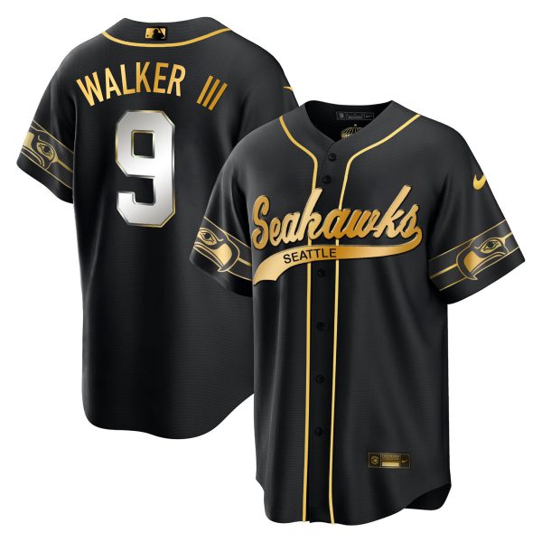 Men's Seahawks Throwback & Gold Cool Base Jersey - All Stitched - Image 21