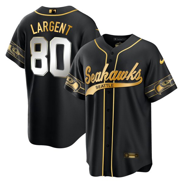Men's Seahawks Throwback & Gold Cool Base Jersey - All Stitched - Image 22